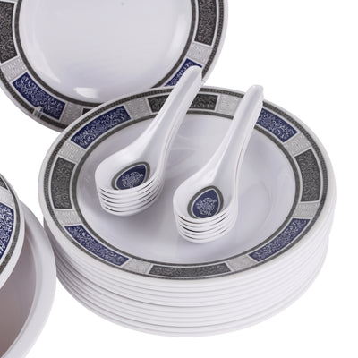 Royalford RF12675 Melamine Dinner Set 70 Pcs | Premium Durable & Elegant Melamine Tableware with Plates, Bowls & Serving Spoons for Home, Hotel & Special Occasions