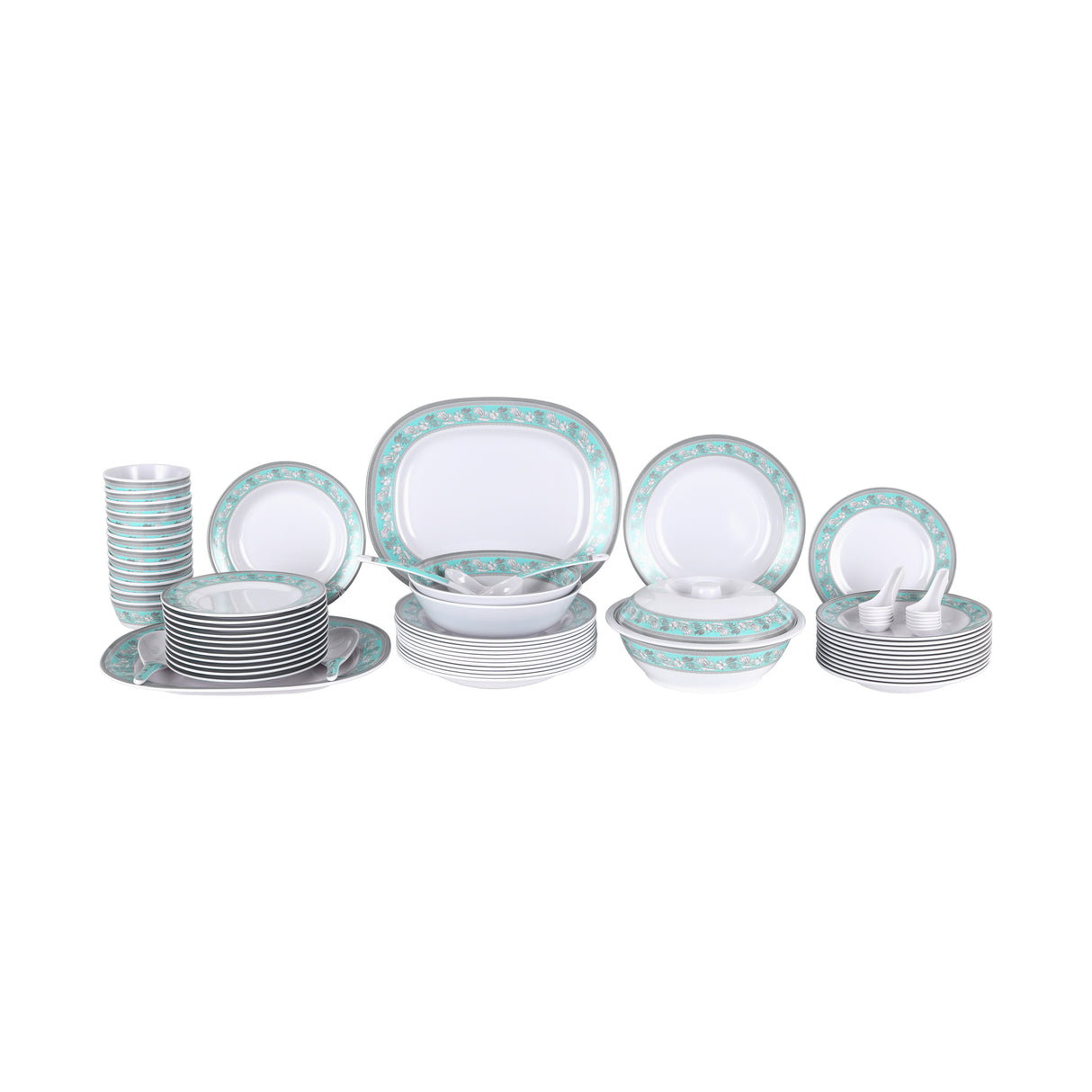Royalford RF12676 Melamine Dinner Set 70 Pcs | Durable & Elegant Premium Melamine Tableware with Plates, Bowls & Serving Spoons for Home, Restaurant & Special Occasions