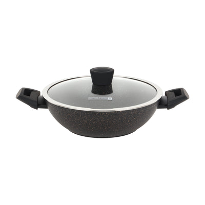 Royalford RF12677 Authentic Forged Aluminium 12-Piece Granite Coated Cookware Set with Glass Lids | 5-Layer Non-Stick, Induction Compatible Pots & Pans for Home Cooking