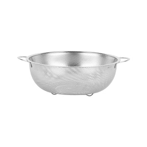 Royalford RF12683 Stainless Steel Strainer Basket 25.5cm | Micro-Perforated Kitchen Colander | Strong Double Handles & Stable Base for Draining Fruits, Vegetables & Pasta