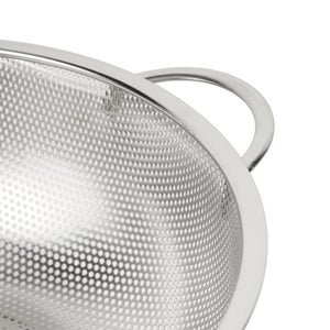 Royalford RF12683 Stainless Steel Strainer Basket 25.5cm | Micro-Perforated Kitchen Colander | Strong Double Handles & Stable Base for Draining Fruits, Vegetables & Pasta
