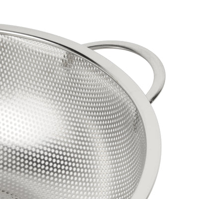 Royalford RF12683 Stainless Steel Strainer Basket 25.5cm | Micro-Perforated Kitchen Colander | Strong Double Handles & Stable Base for Draining Fruits, Vegetables & Pasta