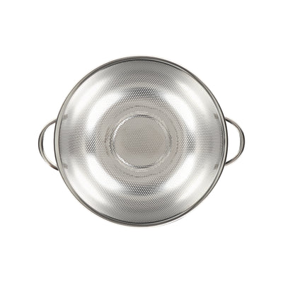 Royalford RF12683 Stainless Steel Strainer Basket 25.5cm | Micro-Perforated Kitchen Colander | Strong Double Handles & Stable Base for Draining Fruits, Vegetables & Pasta