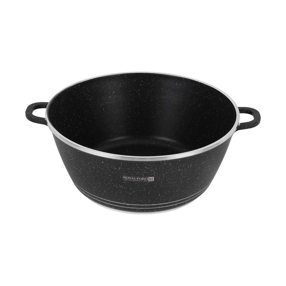 Royalford RF12704 40cm Die Cast Casserole | 5-Layer Granite Non-Stick Coating | Tempered Glass Lid | Premium Aluminium Cookware for Gas, Ceramic and Halogen Cooking