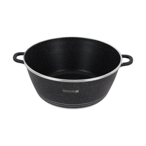 Royalford RF12704 40cm Die Cast Casserole | 5-Layer Granite Non-Stick Coating | Tempered Glass Lid | Premium Aluminium Cookware for Gas, Ceramic and Halogen Cooking