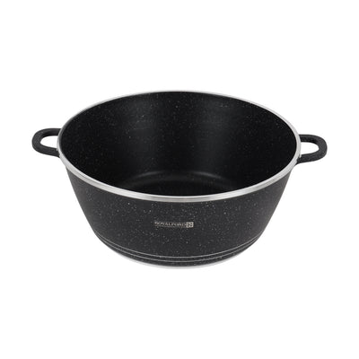 Royalford RF12704 40cm Die Cast Casserole | 5-Layer Granite Non-Stick Coating | Tempered Glass Lid | Premium Aluminium Cookware for Gas, Ceramic and Halogen Cooking