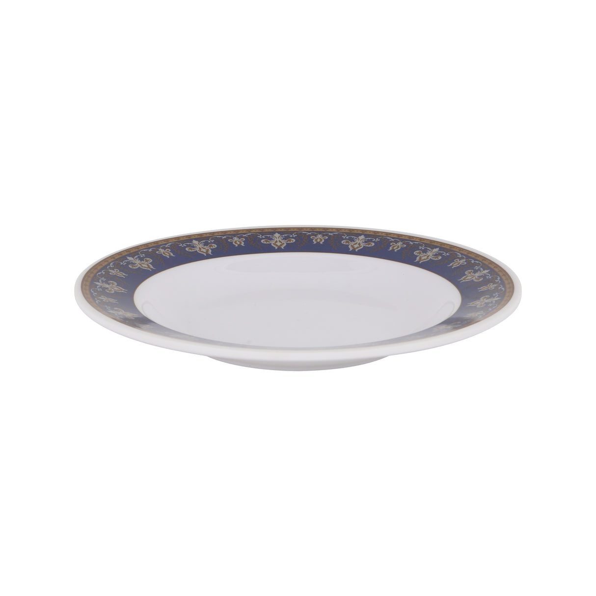 Royalford RF12708 10” Melamine Deep Dinner Plate | lightweight and elegant tableware with a stylish blue floral rim| dishwasher-safe & perfect for everyday use|