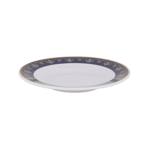 Royalford RF12708 10” Melamine Deep Dinner Plate | lightweight and elegant tableware with a stylish blue floral rim| dishwasher-safe & perfect for everyday use|