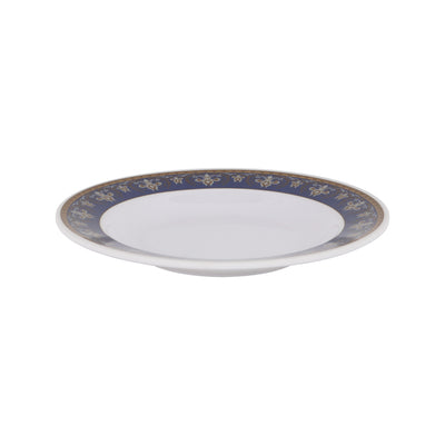Royalford RF12708 10” Melamine Deep Dinner Plate | lightweight and elegant tableware with a stylish blue floral rim| dishwasher-safe & perfect for everyday use|