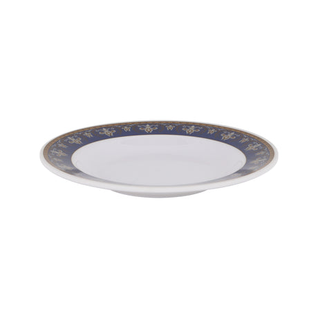 Royalford RF12708 10” Melamine Deep Dinner Plate | lightweight and elegant tableware with a stylish blue floral rim| dishwasher-safe & perfect for everyday use|