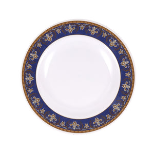 Royalford RF12708 10” Melamine Deep Dinner Plate | lightweight and elegant tableware with a stylish blue floral rim| dishwasher-safe & perfect for everyday use|