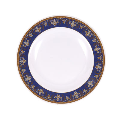 Royalford RF12708 10” Melamine Deep Dinner Plate | lightweight and elegant tableware with a stylish blue floral rim| dishwasher-safe & perfect for everyday use|