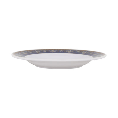 Royalford RF12708 10” Melamine Deep Dinner Plate | lightweight and elegant tableware with a stylish blue floral rim| dishwasher-safe & perfect for everyday use|