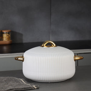 Royalford RF12711 2800ml Pearl Insulated Hot Pot |  Stainless Steel Inner Casing | Super PU Insulation | Firm Twist Lock Lid & Durable PP Outer Body for Hot Food Storage