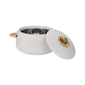 Royalford RF12711 2800ml Pearl Insulated Hot Pot |  Stainless Steel Inner Casing | Super PU Insulation | Firm Twist Lock Lid & Durable PP Outer Body for Hot Food Storage