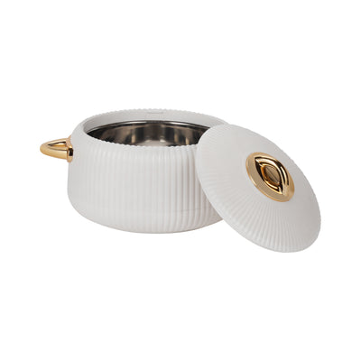 Royalford RF12711 2800ml Pearl Insulated Hot Pot |  Stainless Steel Inner Casing | Super PU Insulation | Firm Twist Lock Lid & Durable PP Outer Body for Hot Food Storage
