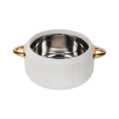 Royalford RF12711 2800ml Pearl Insulated Hot Pot |  Stainless Steel Inner Casing | Super PU Insulation | Firm Twist Lock Lid & Durable PP Outer Body for Hot Food Storage