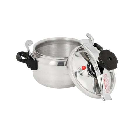 Royalford RF12714 3L aluminium pressure cooker with multi-safety device| pressure indicator, strong welded base, food-grade sealing ring and even heat cooking performance