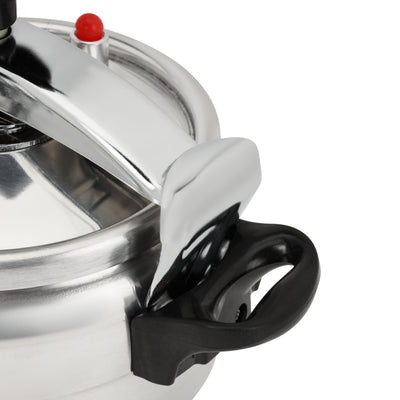 Royalford RF12714 3L aluminium pressure cooker with multi-safety device| pressure indicator, strong welded base, food-grade sealing ring and even heat cooking performance