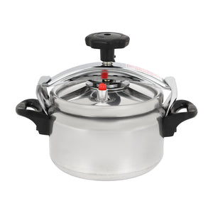 Royalford RF12714 3L aluminium pressure cooker with multi-safety device| pressure indicator, strong welded base, food-grade sealing ring and even heat cooking performance