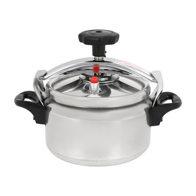 Royalford RF12714 3L aluminium pressure cooker with multi-safety device| pressure indicator, strong welded base, food-grade sealing ring and even heat cooking performance