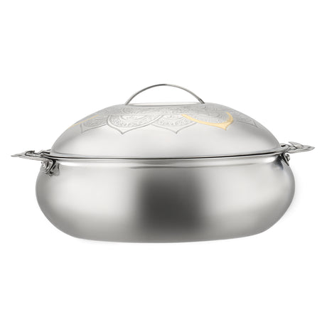 Royalford RF12715 Tuffah Stainless Steel Hot Pot 2500ml | Double Wall Vacuum Insulation | Twist Lock Lid | Elegant Design | Premium Quality for Home Dining and Serving