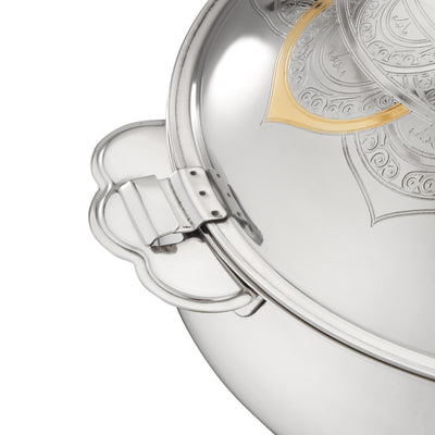 Royalford RF12716 Tuffah Stainless Steel Hot Pot 3500ml | Double Wall Vacuum Insulated Food Warmer | Secure Twist Lock Lid| Convenient Handles & Elegant Serving Design