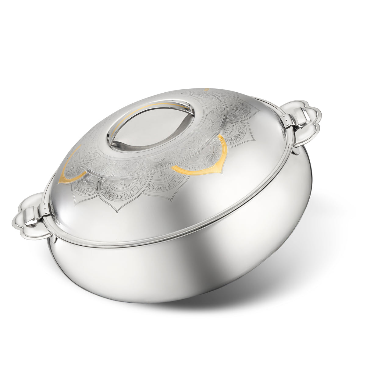 Royalford RF12716 Tuffah Stainless Steel Hot Pot 3500ml | Double Wall Vacuum Insulated Food Warmer | Secure Twist Lock Lid| Convenient Handles & Elegant Serving Design