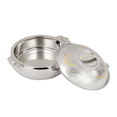 Royalford RF12716 Tuffah Stainless Steel Hot Pot 3500ml | Double Wall Vacuum Insulated Food Warmer | Secure Twist Lock Lid| Convenient Handles & Elegant Serving Design
