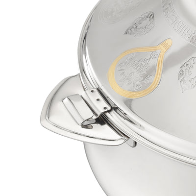 Royalford RF12718 Suhur Stainless Steel Hot Pot 2500ml | Double Wall Vacuum Insulated Food Warmer with Secure Twist Lock Lid | Strong Handles & Elegant Serving Design