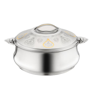 Royalford RF12719 Suhur Hot Pot 3500ml | Stainless Steel Double Wall Vacuum Insulated Food Warmer | Twist Lock Lid |Easy Carry Handles for Home Dining & Serving Use