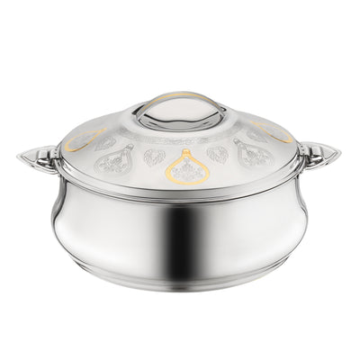 Royalford RF12720 Suhur Stainless Steel Hot Pot 5000ml | Double Wall Vacuum Insulation| Twist Lock Lid and Handles| Perfect  for Hot Fresh Food Serving at Home and Events