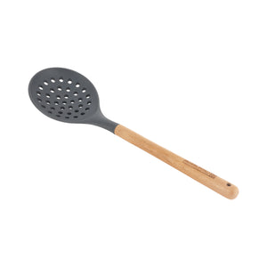 Royalford RF12743 Silicone Skimmer with Wooden Handle | Heat Resistant | Non-Stick Friendly Durable Kitchen Tool | Perfect for Frying, Straining &  Serving | Long-lasting