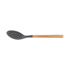 Royalford RF12743 Silicone Skimmer with Wooden Handle | Heat Resistant | Non-Stick Friendly Durable Kitchen Tool | Perfect for Frying, Straining &  Serving | Long-lasting