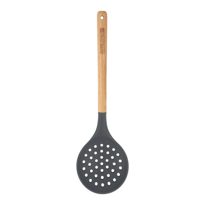 Royalford RF12743 Silicone Skimmer with Wooden Handle | Heat Resistant | Non-Stick Friendly Durable Kitchen Tool | Perfect for Frying, Straining &  Serving | Long-lasting