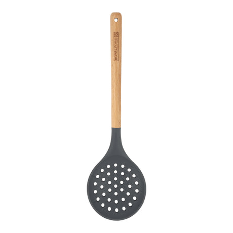 Royalford RF12743 Silicone Skimmer with Wooden Handle | Heat Resistant | Non-Stick Friendly Durable Kitchen Tool | Perfect for Frying, Straining &  Serving | Long-lasting