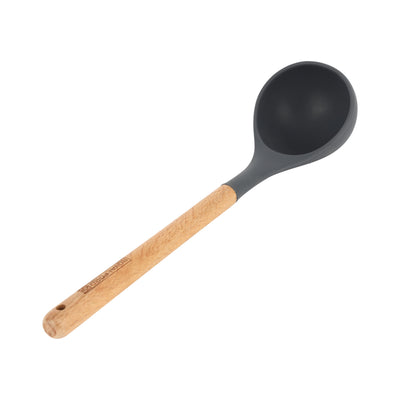 Royalford RF12745 Silicone Soup Ladle with Wooden Handle | Heat Resistant  | Food Grade Non Stick Safe  Kitchen Serving Spoon  |  Perfect for Cooking & Serving
