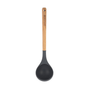 Royalford RF12745 Silicone Soup Ladle with Wooden Handle | Heat Resistant  | Food Grade Non Stick Safe  Kitchen Serving Spoon  |  Perfect for Cooking & Serving