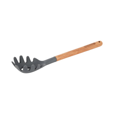 Royalford RF12746 Silicone Spaghetti Server with Wooden Handle | Heat Resistant | Food Grade | Non Stick Safe | Durable Pasta Serving Spoon for Cooking Noodles & Pasta