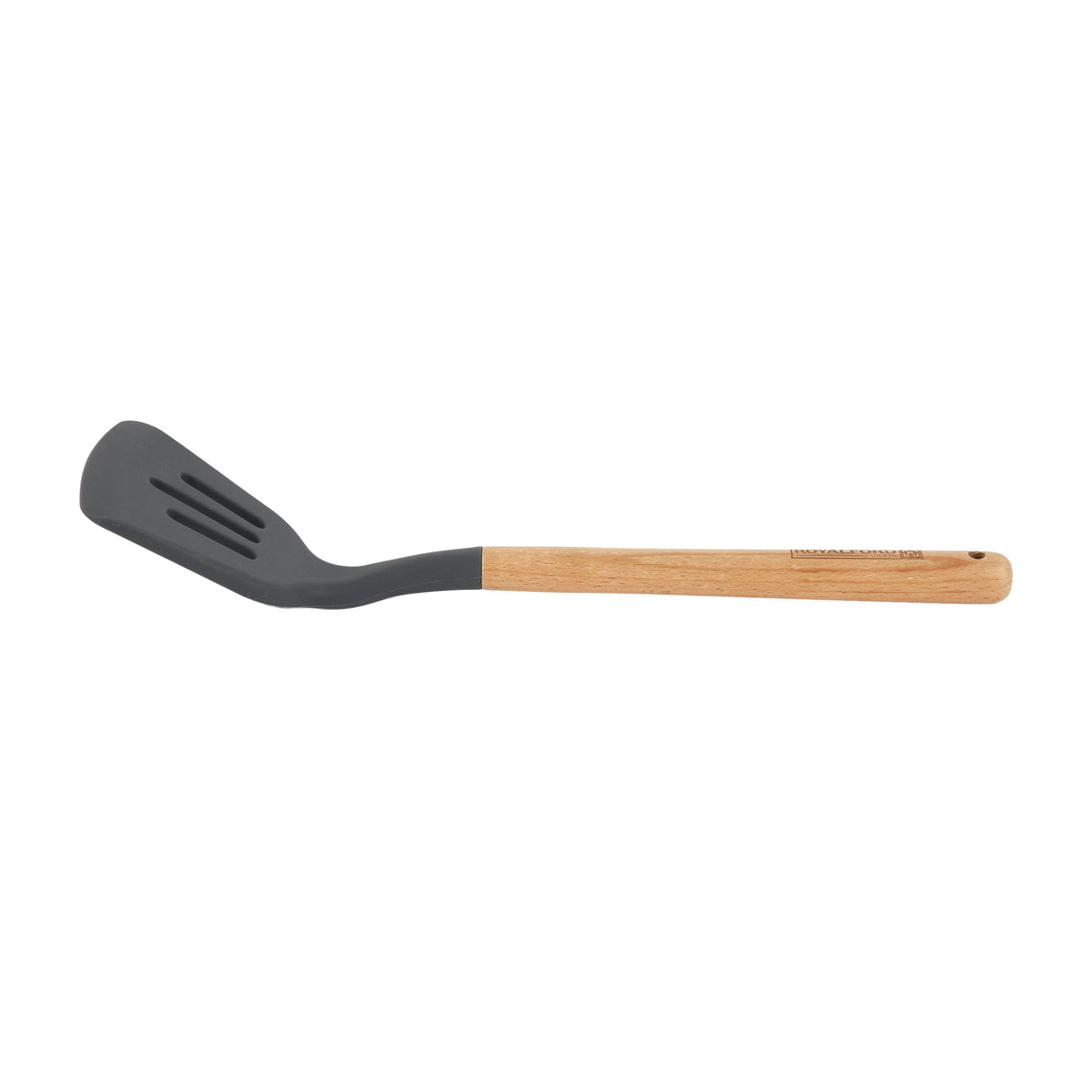 Royalford RF12747 Silicone Slotted Turner with Wooden Handle | Heat Resistant | Food Grade Non Stick Safe Durable Kitchen Spatula Turner | Perfect  for Frying & Flipping