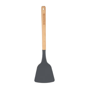 Royalford RF12748 Silicone Turner with Wooden Handle | Heat Resistant |  Food Grade | Non Stick Safe Durable Kitchen Spatula |  Perfect for Cooking, Flipping & Serving