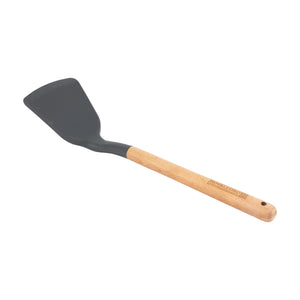 Royalford RF12748 Silicone Turner with Wooden Handle | Heat Resistant |  Food Grade | Non Stick Safe Durable Kitchen Spatula |  Perfect for Cooking, Flipping & Serving