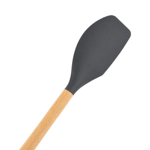 Royalford RF12751 Silicone Spatula with Wooden Handle | Heat Resistant | Food Grade | Non Stick Safe | Durable Kitchen Cooking Tool for Flipping, Stirring  & Scraping