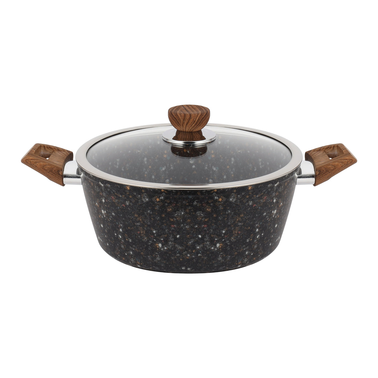Royalford RF12754 Multistone Forged Aluminium 9-Piece Cookware Set | Granite Non-Stick Coating | Induction Compatible Pots & Pans with Glass Lids and Soft Touch Handles