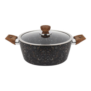 Royalford RF12754 Multistone Forged Aluminium 9-Piece Cookware Set | Granite Non-Stick Coating | Induction Compatible Pots & Pans with Glass Lids and Soft Touch Handles