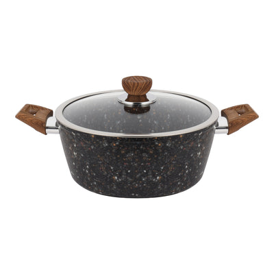 Royalford RF12754 Multistone Forged Aluminium 9-Piece Cookware Set | Granite Non-Stick Coating | Induction Compatible Pots & Pans with Glass Lids and Soft Touch Handles