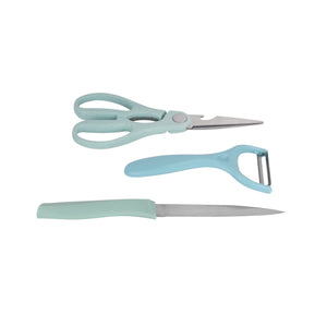 Royalford RF12755 4PC Kitchen Gadget Set with Cutting Board, Utility Knife  and  Y-Peeler | 3-in-1 Kitchen Scissors | Stainless Steel Blades | Durable PP Handles
