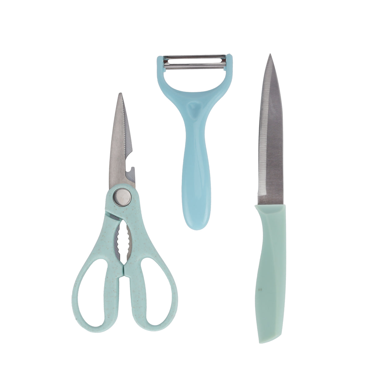 Royalford RF12755 4PC Kitchen Gadget Set with Cutting Board, Utility Knife  and  Y-Peeler | 3-in-1 Kitchen Scissors | Stainless Steel Blades | Durable PP Handles