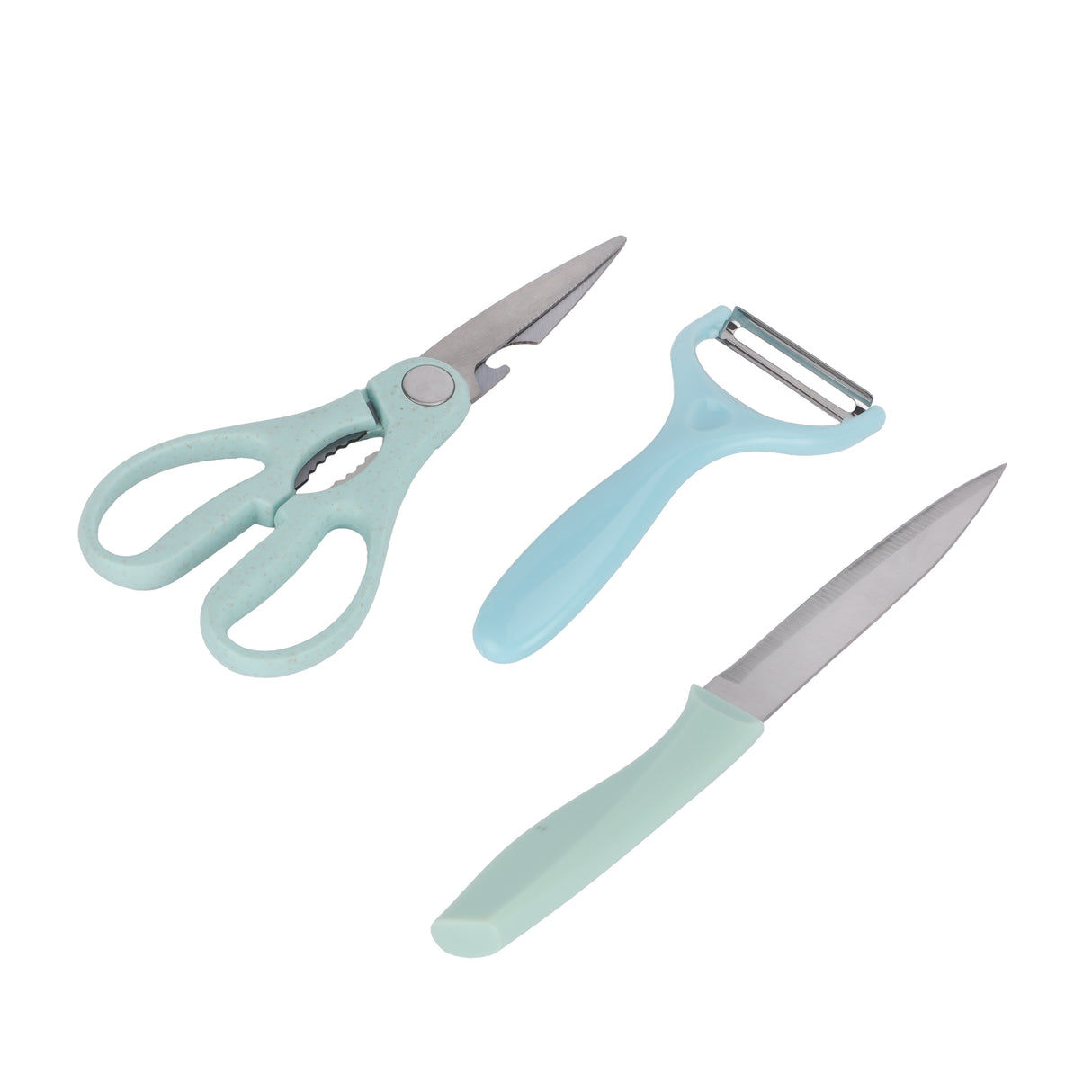 Royalford RF12755 4PC Kitchen Gadget Set with Cutting Board, Utility Knife  and  Y-Peeler | 3-in-1 Kitchen Scissors | Stainless Steel Blades | Durable PP Handles