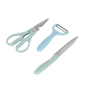 Royalford RF12755 4PC Kitchen Gadget Set with Cutting Board, Utility Knife  and  Y-Peeler | 3-in-1 Kitchen Scissors | Stainless Steel Blades | Durable PP Handles